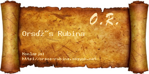 Orsós Rubina névjegykártya